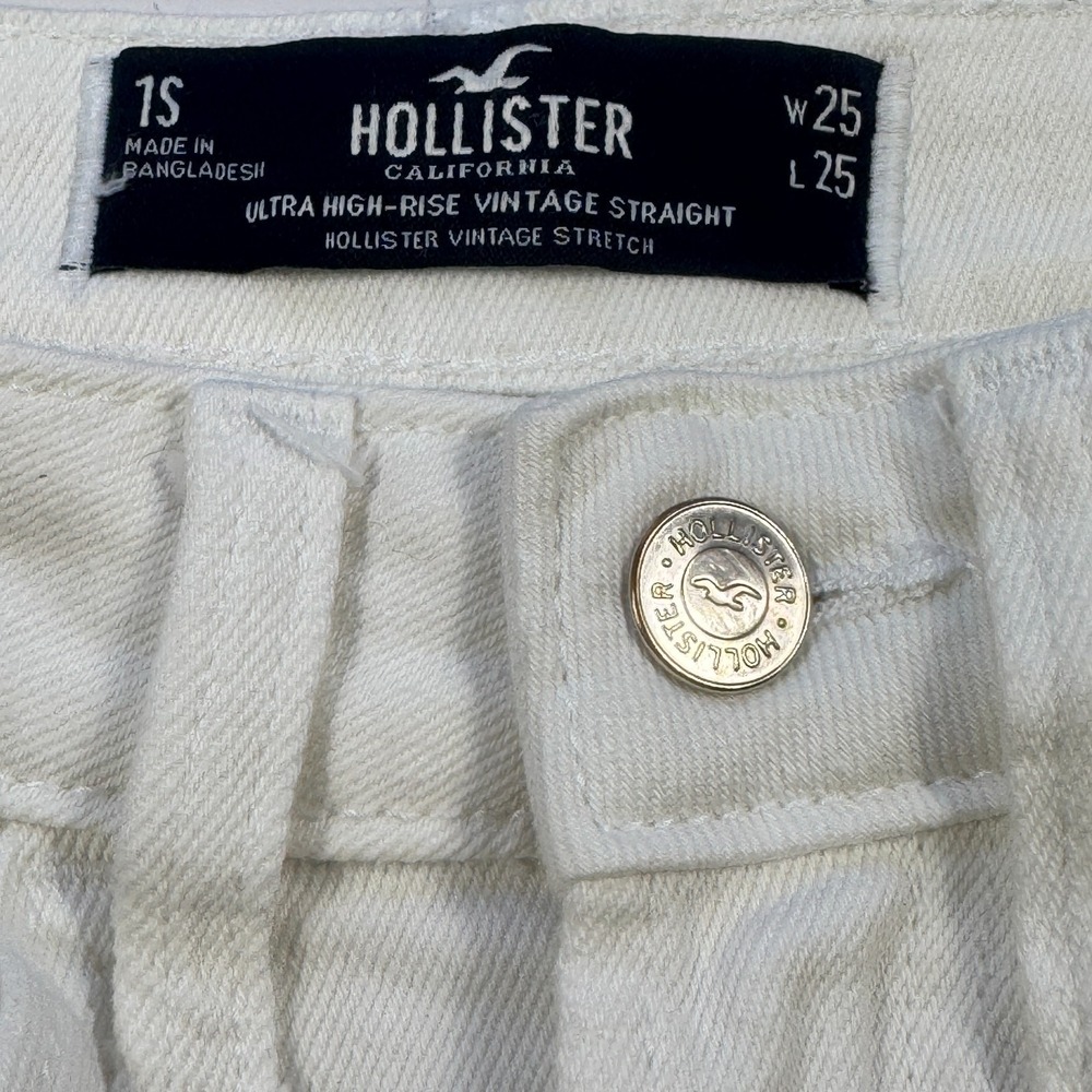 Hollister‎ Ultra High Rise Vintage Straight Jeans 1S W25 L25 White Denim Ankle - Picture 3 of 12